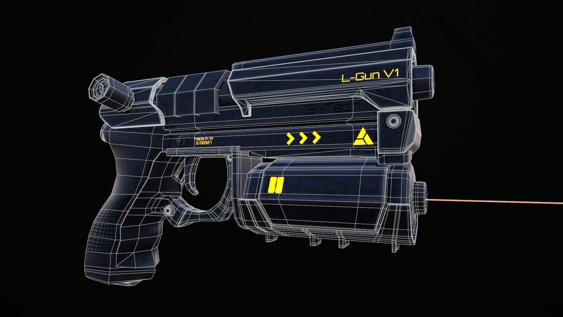 Sci-Fi Gun V1 Low-poly 3D model_9