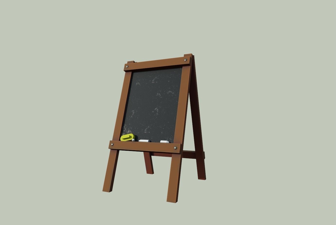 Board wooden easel with blackboard Low-poly 3D model_11