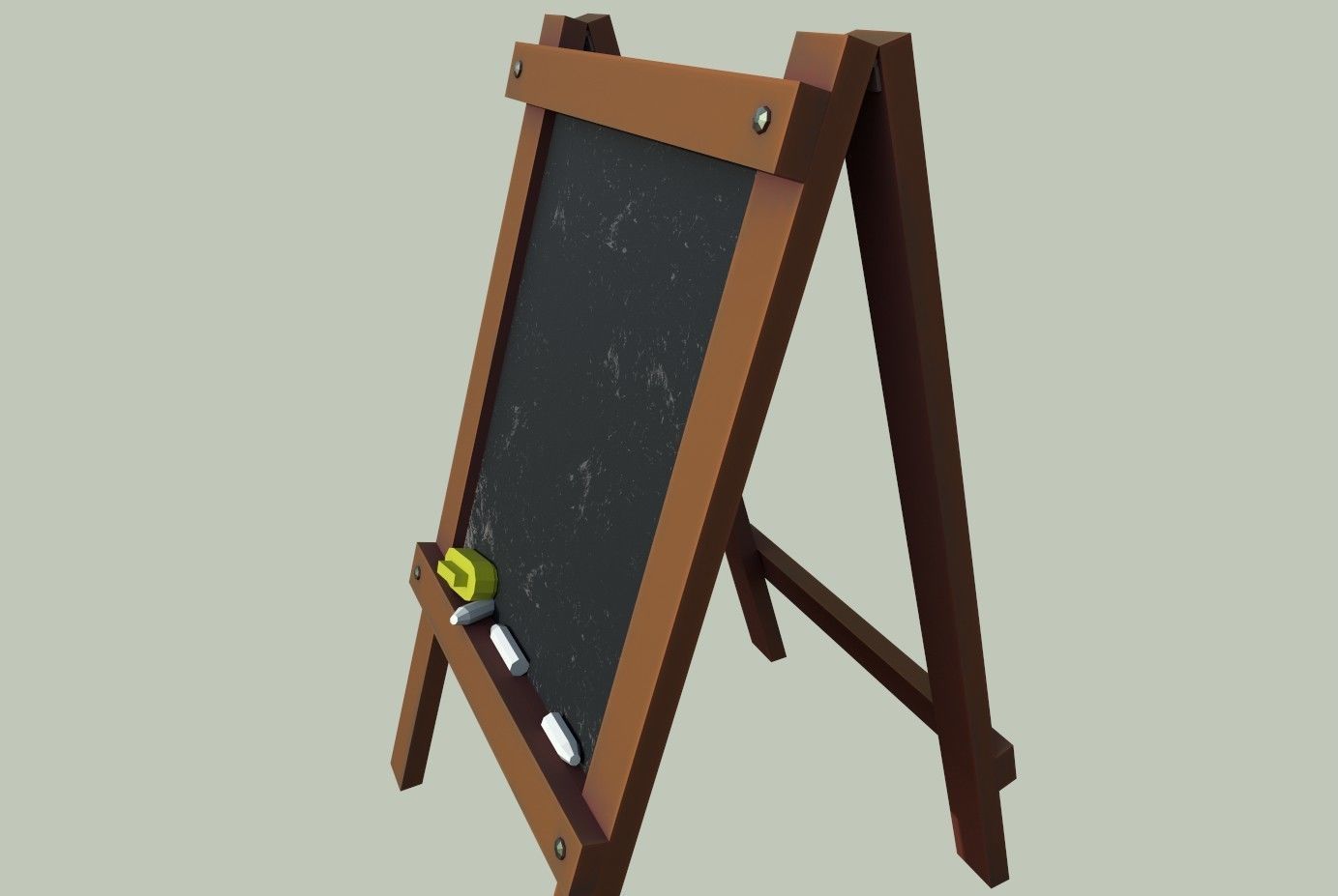 Board wooden easel with blackboard Low-poly 3D model_17