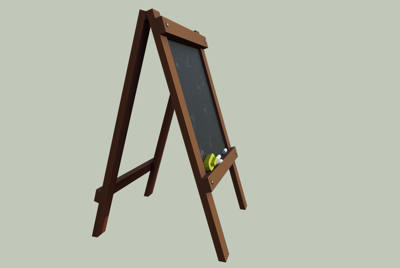 Board wooden easel with blackboard Low-poly 3D model_5