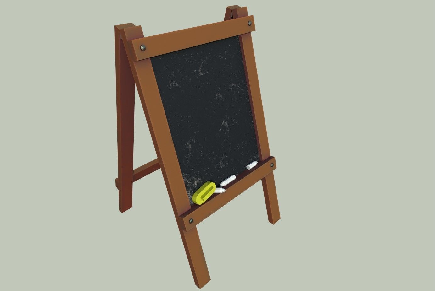 Board wooden easel with blackboard Low-poly 3D model_10