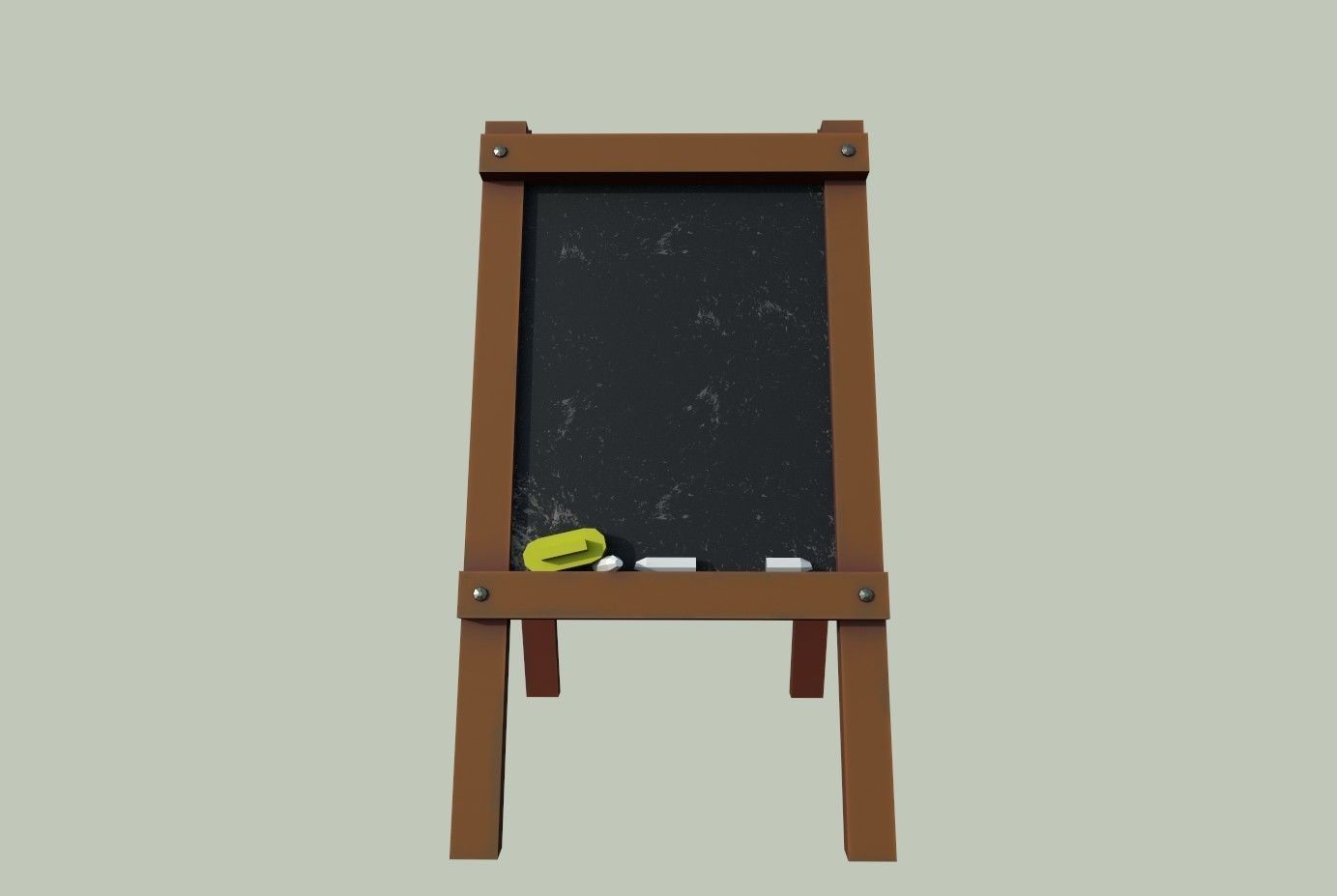 Board wooden easel with blackboard Low-poly 3D model_1