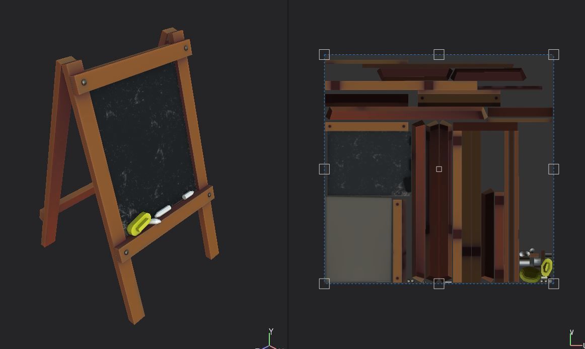 Board wooden easel with blackboard Low-poly 3D model_7
