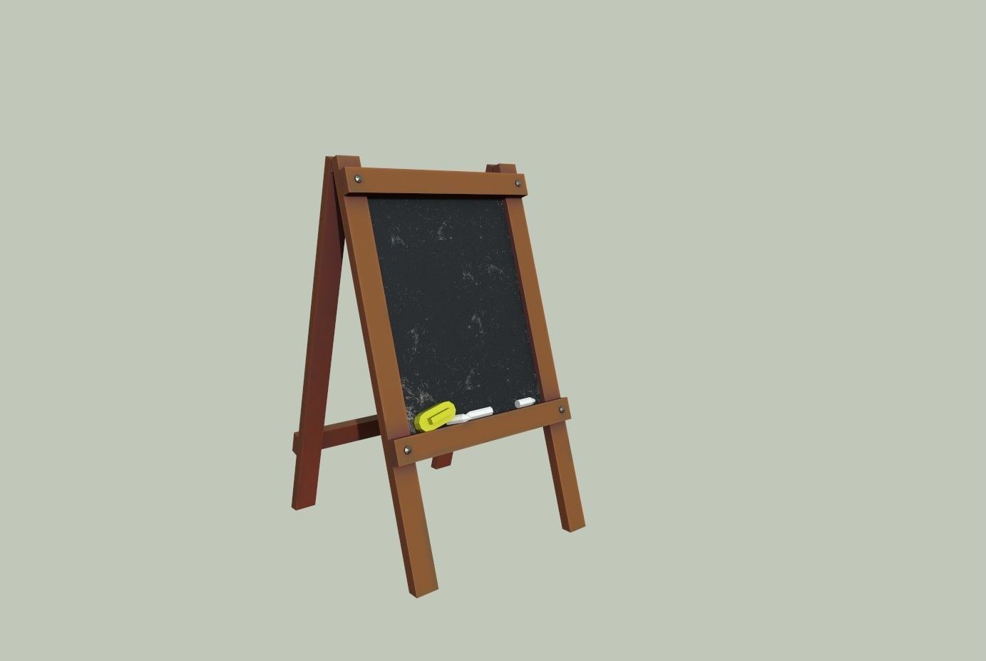 Board wooden easel with blackboard Low-poly 3D model_20