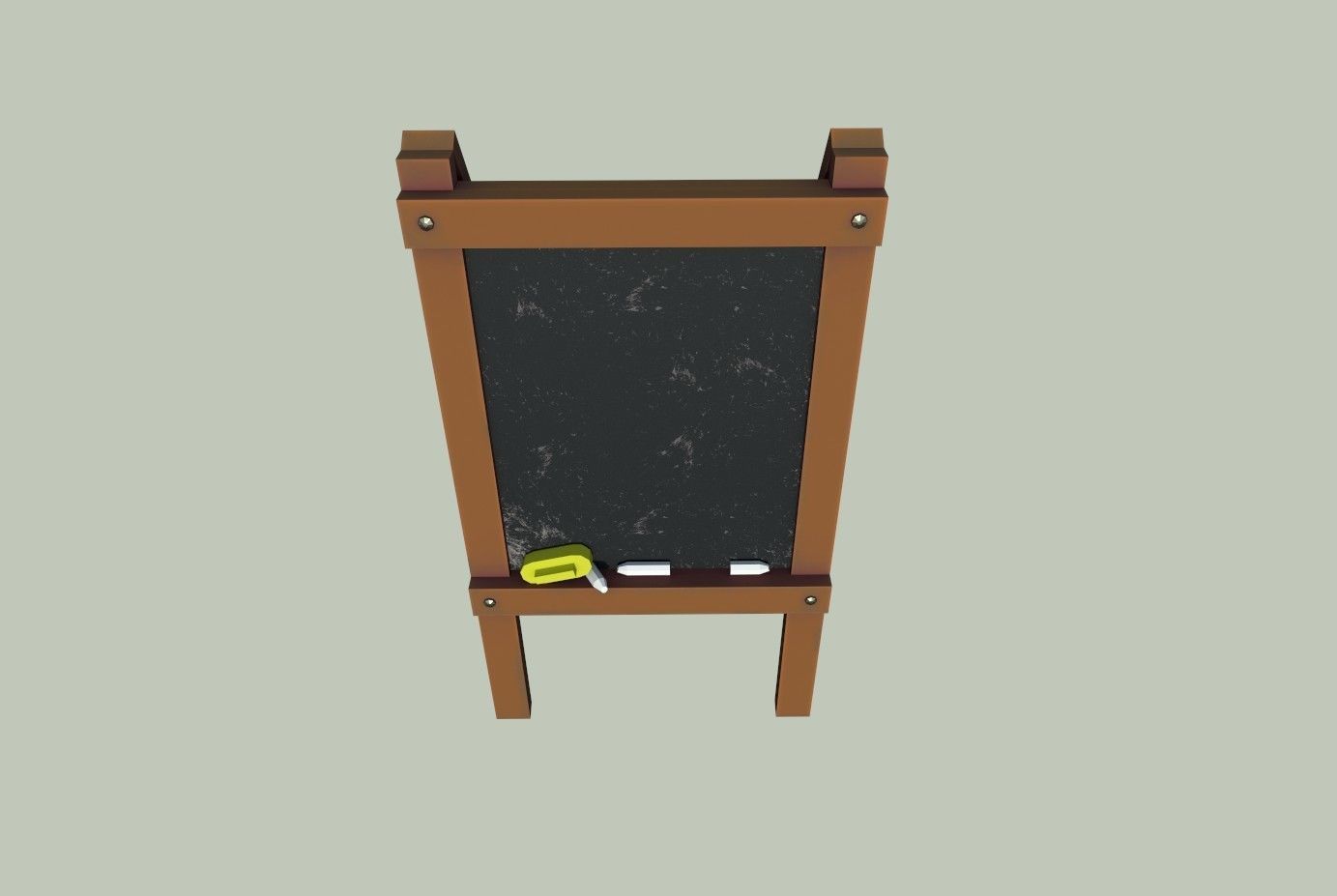 Board wooden easel with blackboard Low-poly 3D model_16