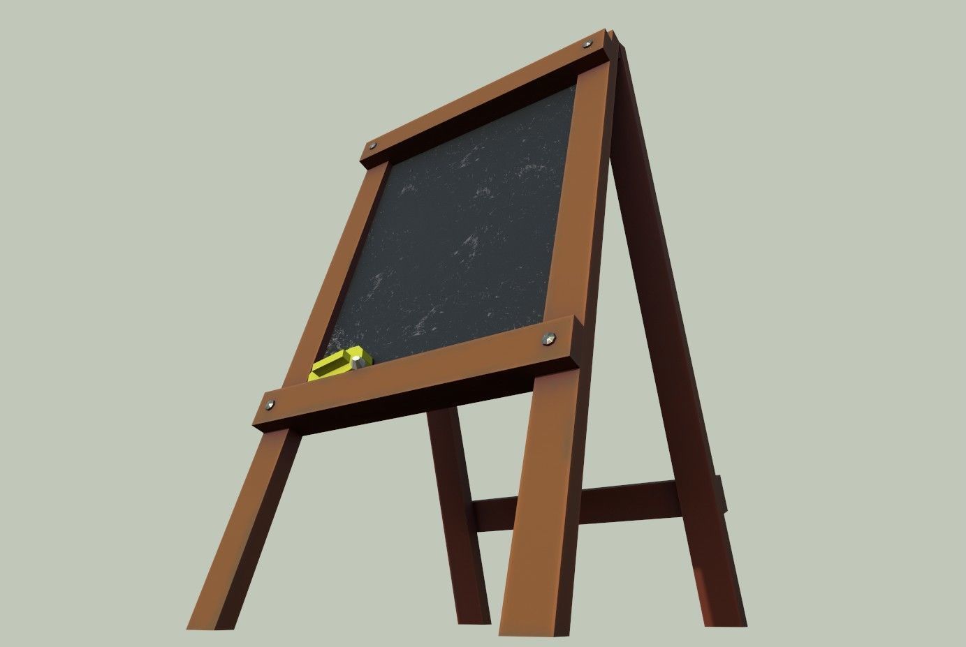 Board wooden easel with blackboard Low-poly 3D model_18