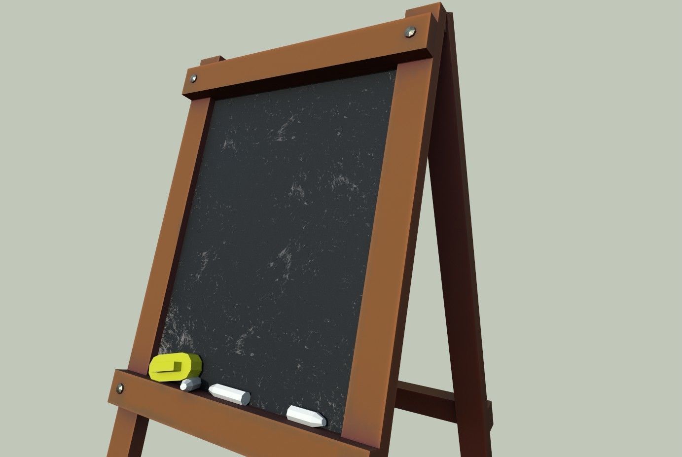 Board wooden easel with blackboard Low-poly 3D model_19