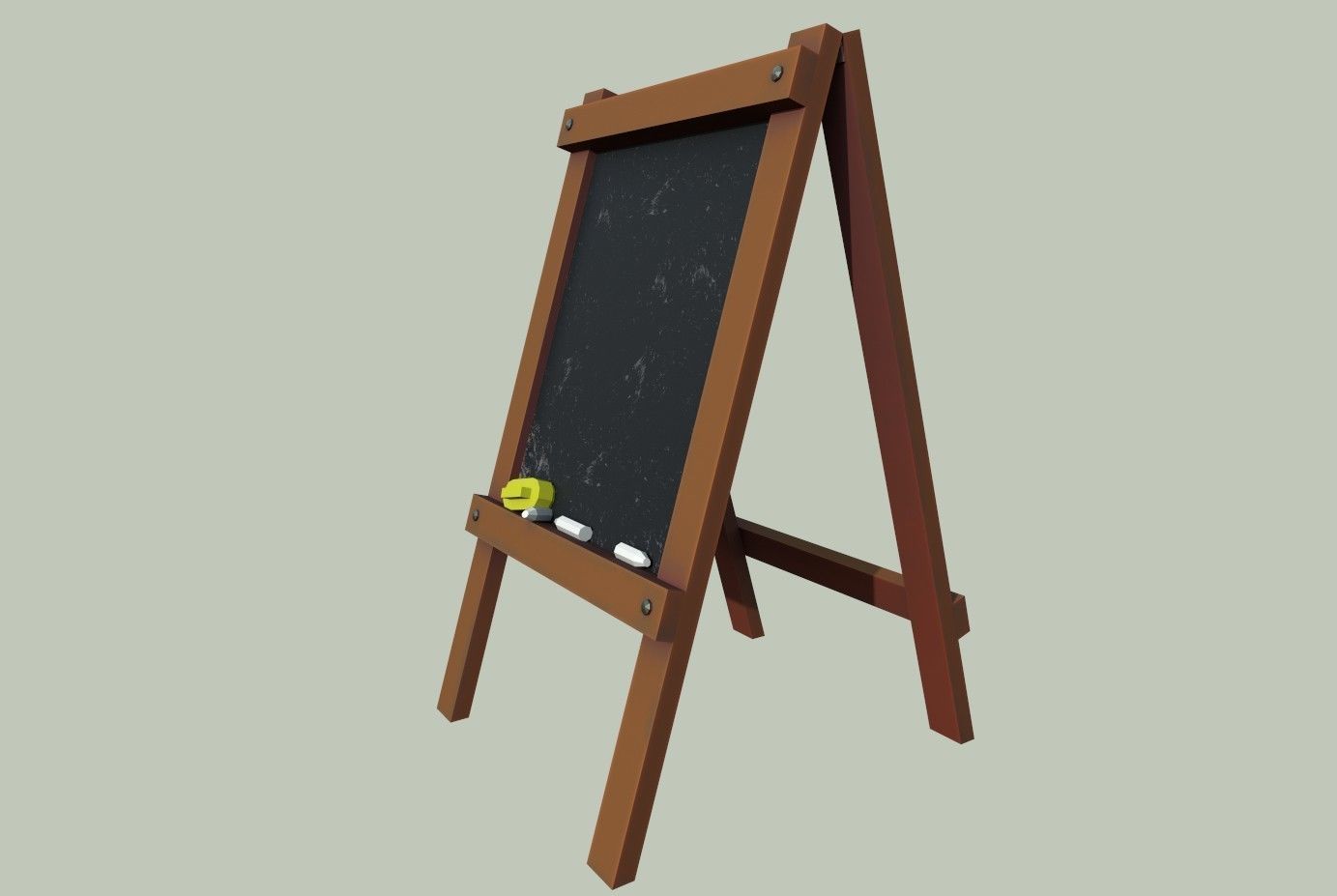 Board wooden easel with blackboard Low-poly 3D model_3
