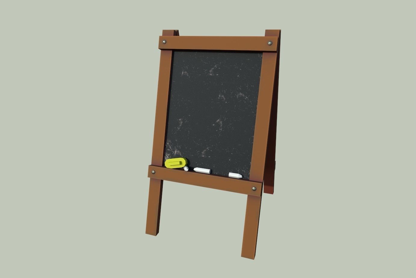 Board wooden easel with blackboard Low-poly 3D model_2