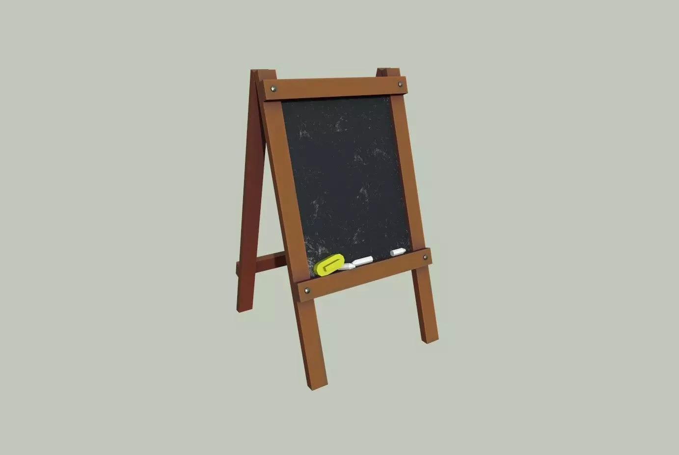 Board wooden easel with blackboard Low-poly 3D model_0