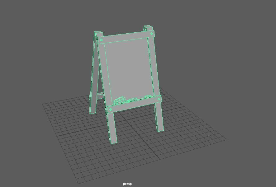 Board wooden easel with blackboard Low-poly 3D model_6