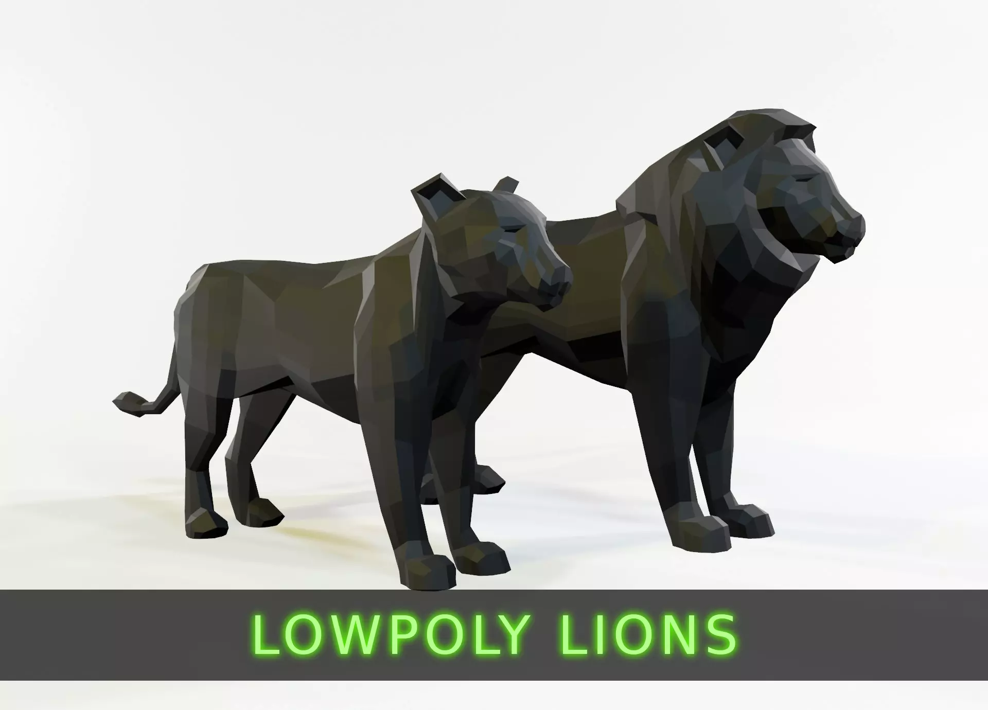 Lion Pair Low-poly 3D model