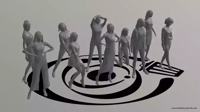 Low Poly People Pack 010 - 10 Pieces R 3D Model Collection