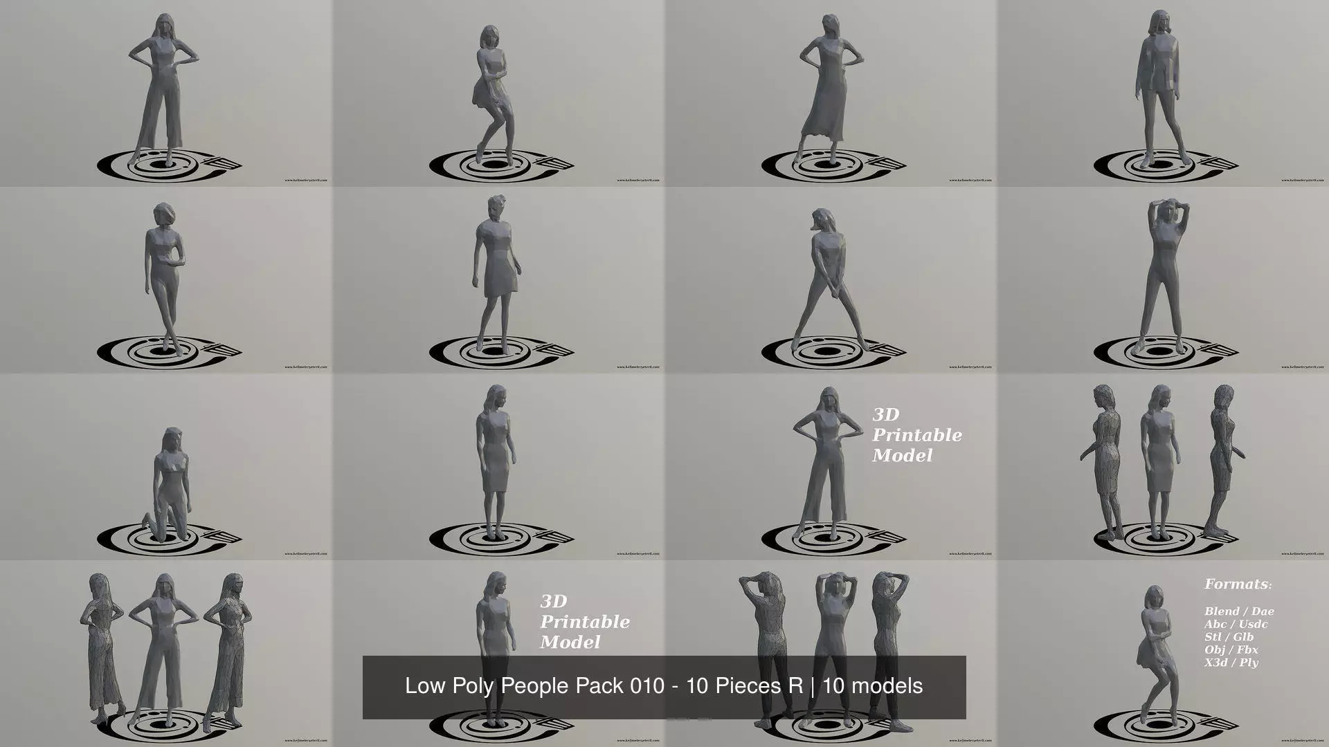 Low Poly People Pack 010 - 10 Pieces R 3D Model Collection_1