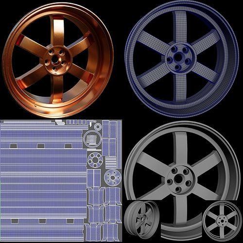 3D rim models for cars 3D model 6