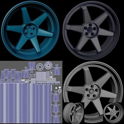 3D rim models for cars 3D model 5