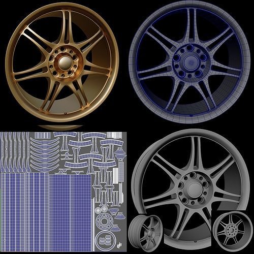 3D rim models for cars 3D model 3