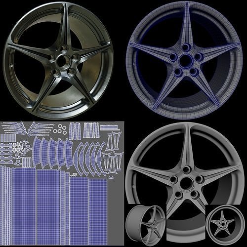 3D rim models for cars 3D model 4