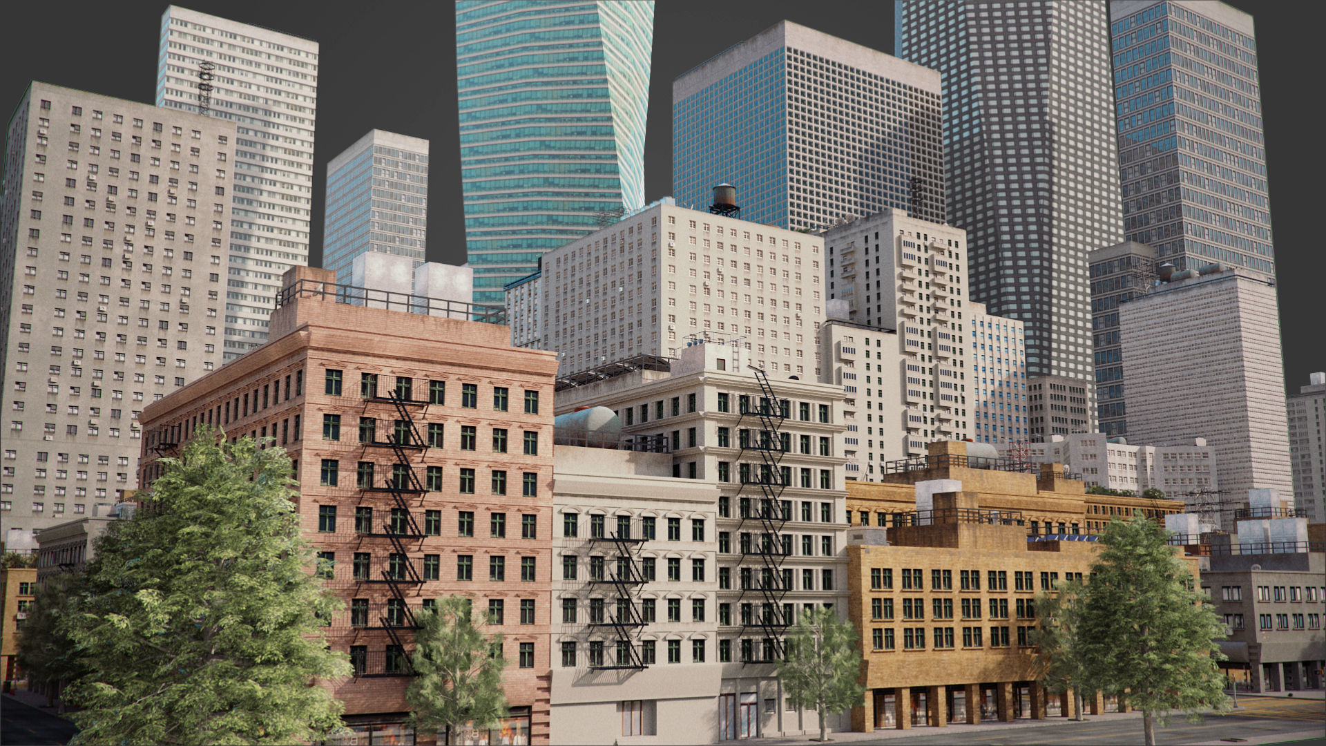 Realistic City S1 MAYA Low-poly 3D model_18