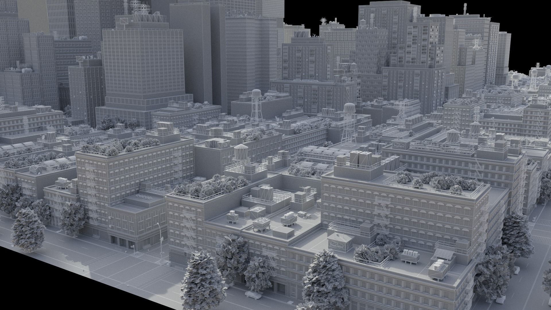 Realistic City S1 MAYA Low-poly 3D model_39