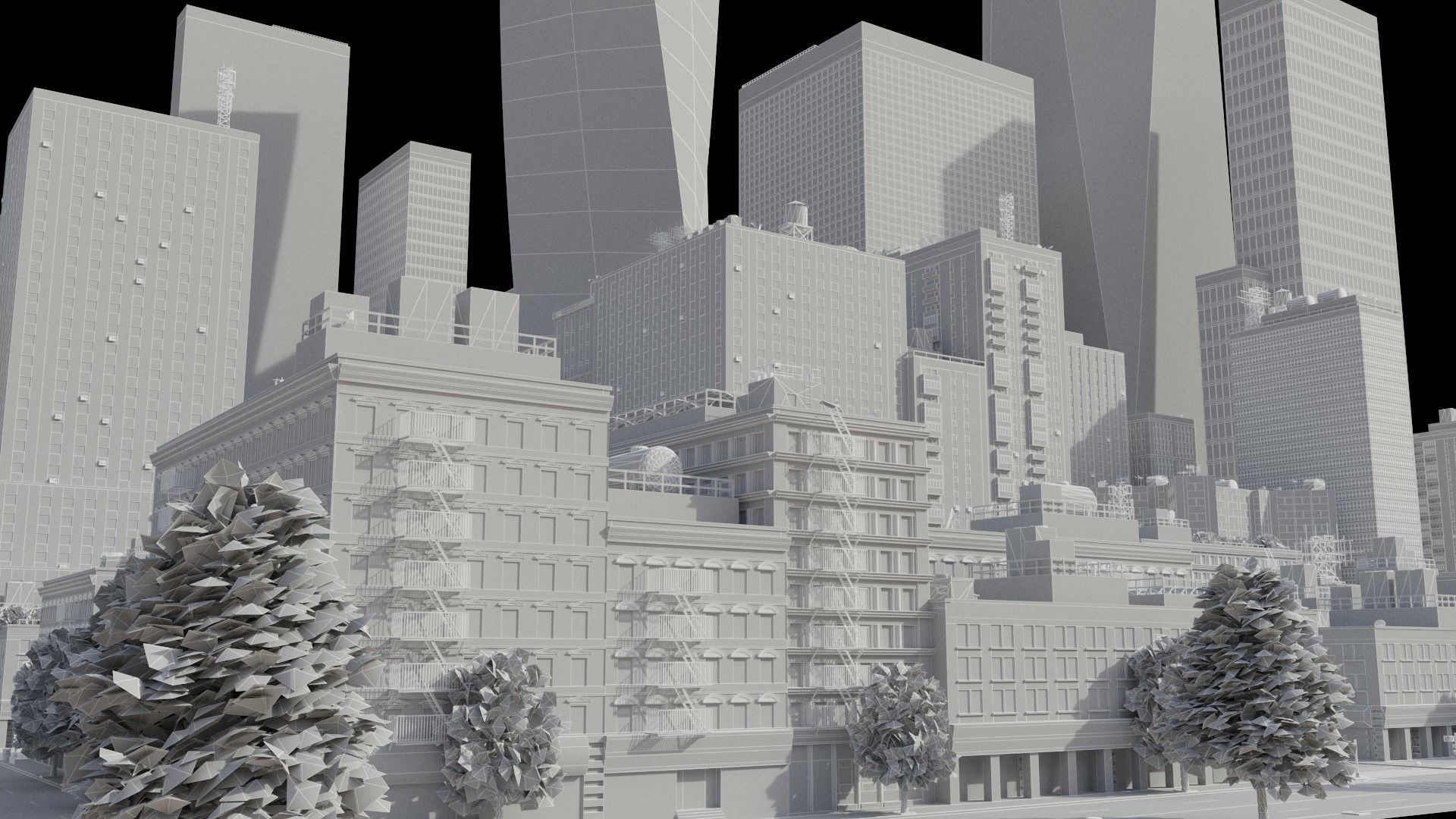 Realistic City S1 MAYA Low-poly 3D model_43