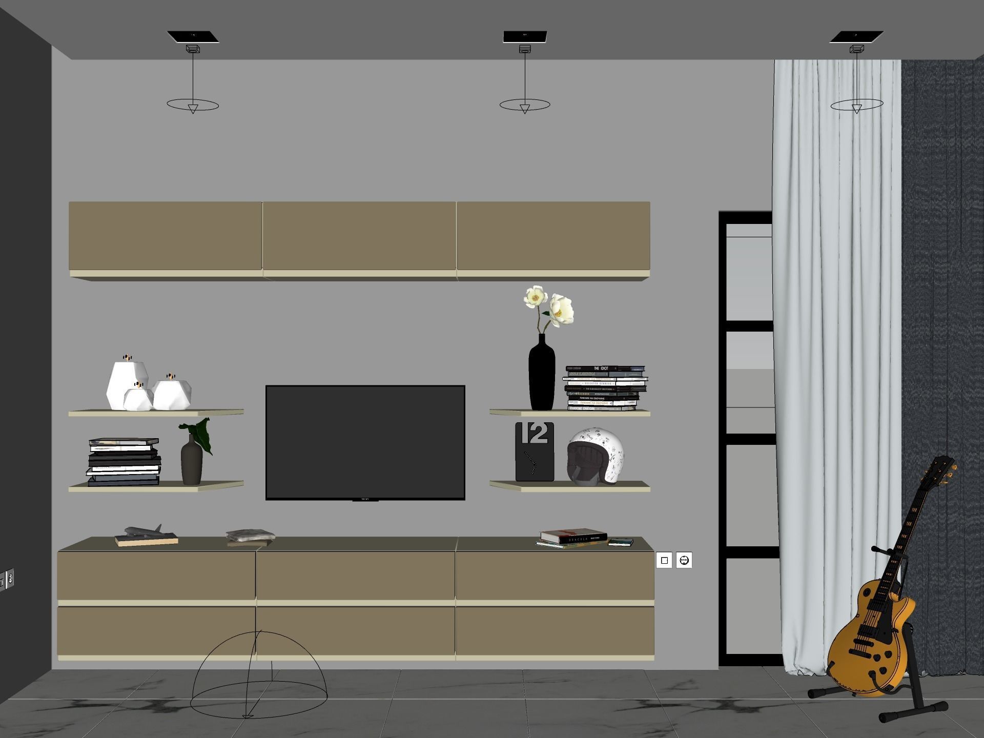 5 TV UNIT DESIGNS - SKETCHUP AND VRAY READY 3D model_7