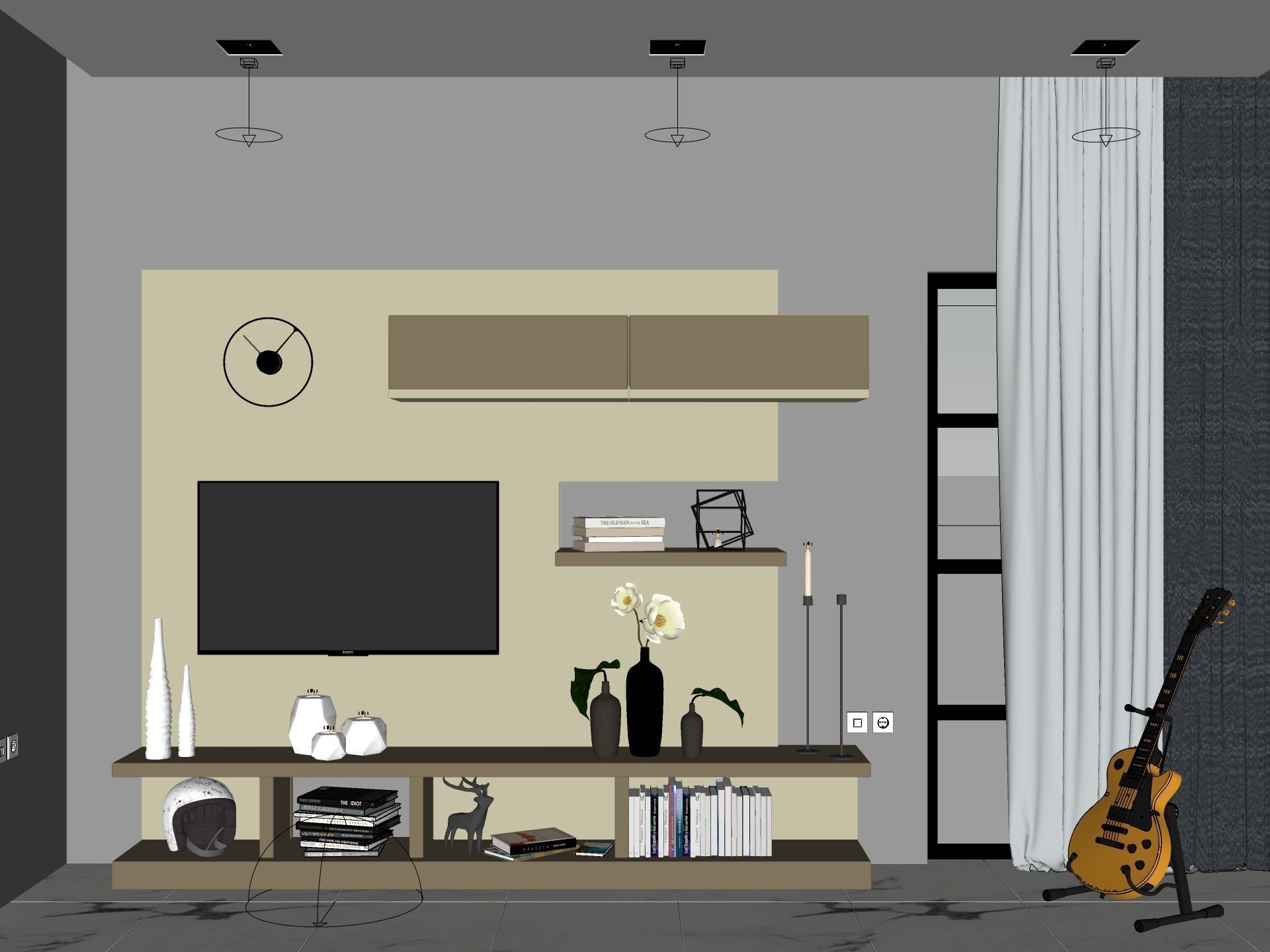 5 TV UNIT DESIGNS - SKETCHUP AND VRAY READY 3D model_5