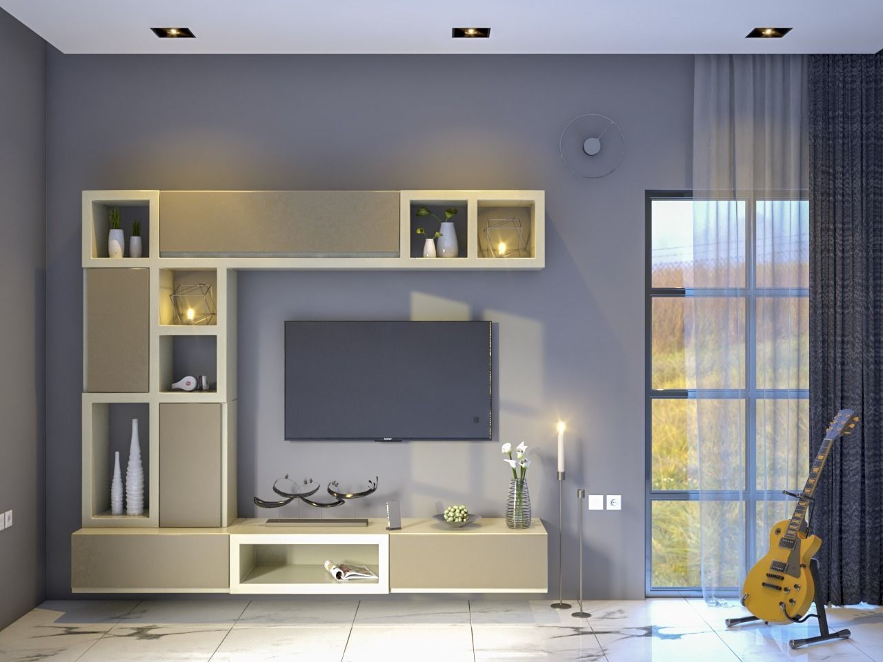 5 TV UNIT DESIGNS - SKETCHUP AND VRAY READY 3D model_3