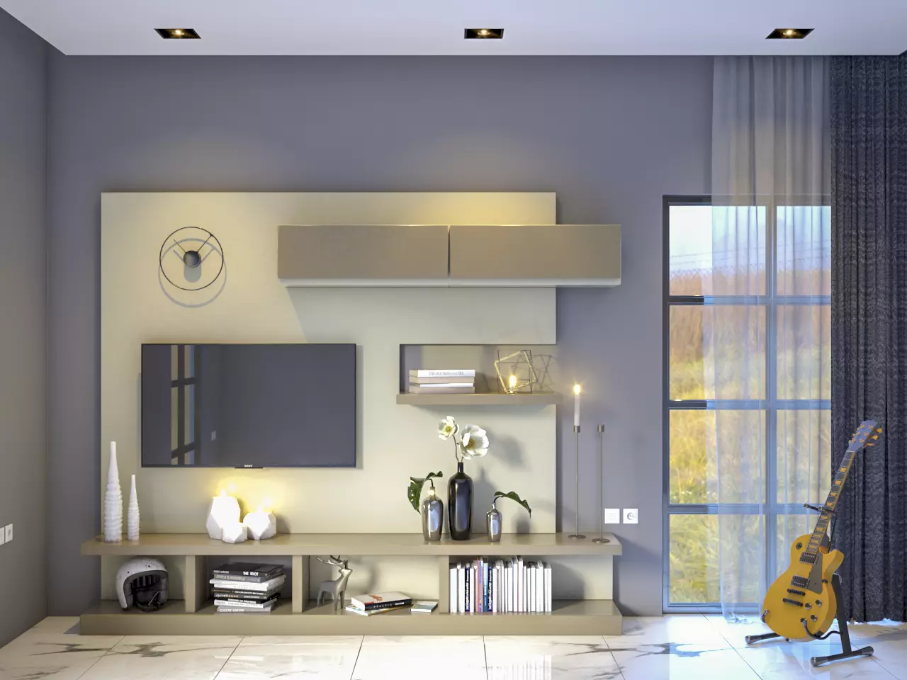 5 TV UNIT DESIGNS - SKETCHUP AND VRAY READY 3D model_0