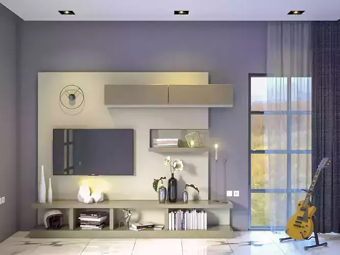 5 TV UNIT DESIGNS - SKETCHUP AND VRAY READY 3D model