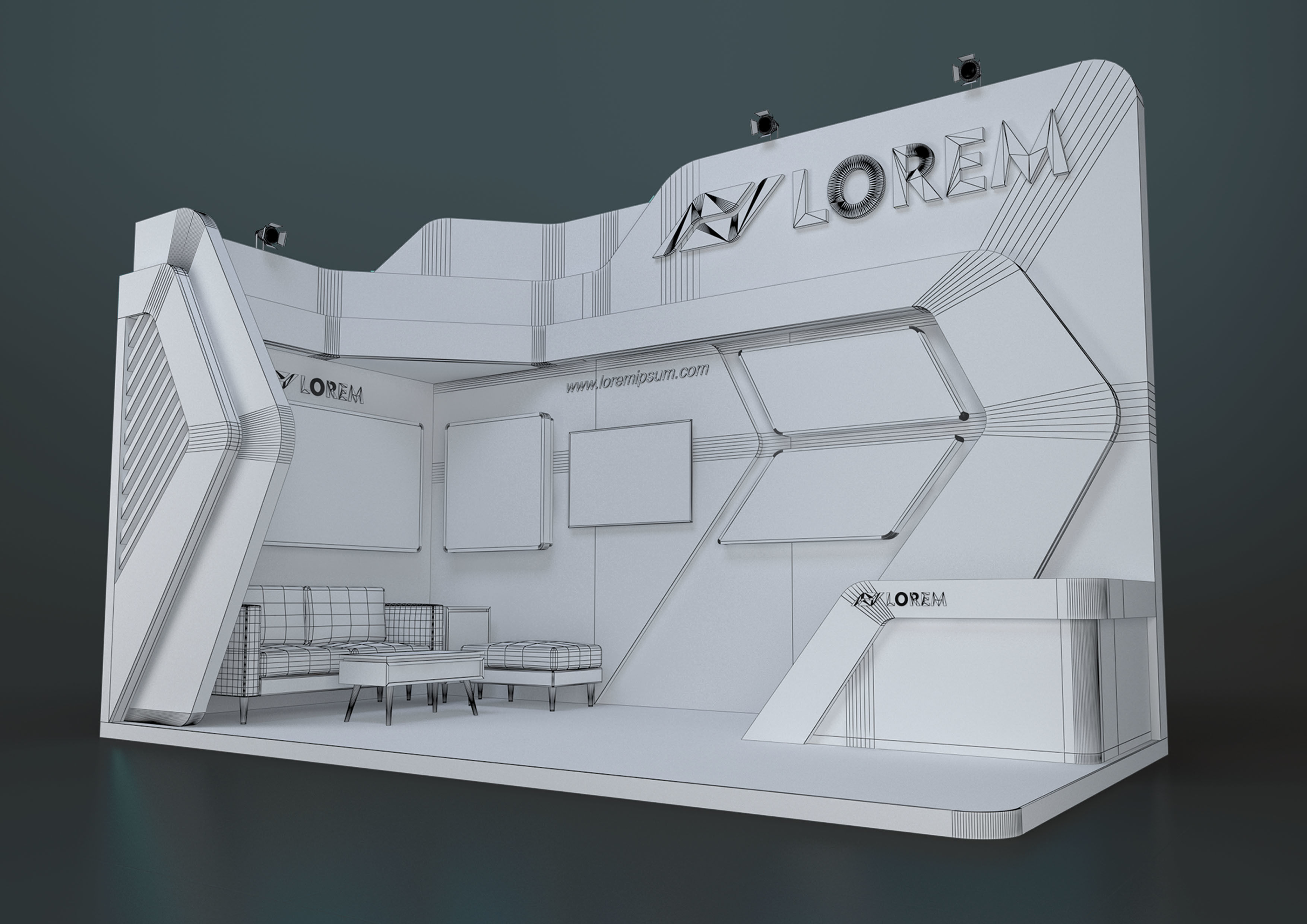 EXHIBITION STAND PACKAGE 01 3D Model Collection_5