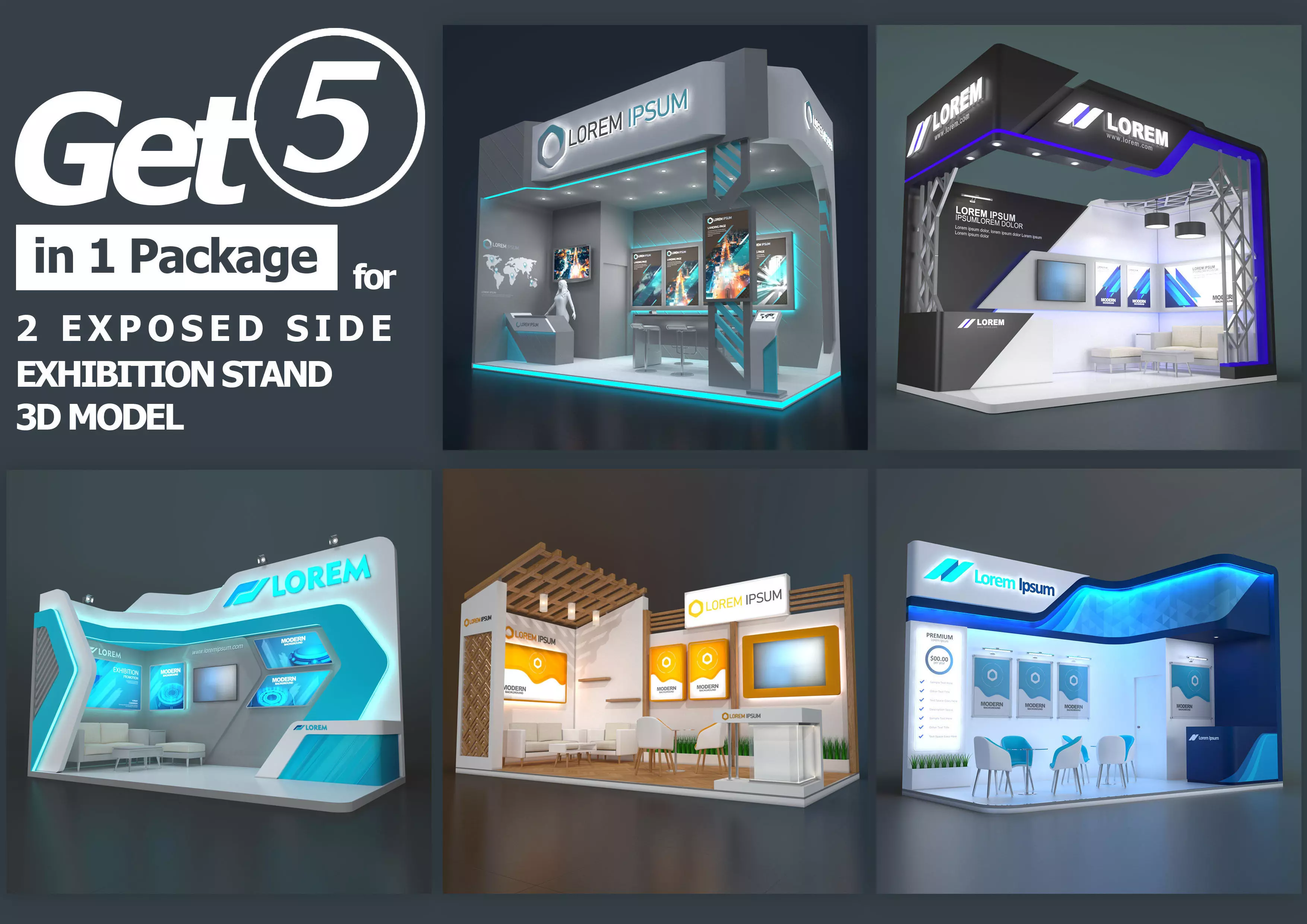 EXHIBITION STAND PACKAGE 01 3D Model Collection_0