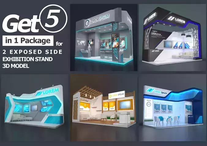 EXHIBITION STAND PACKAGE 01 3D Model Collection