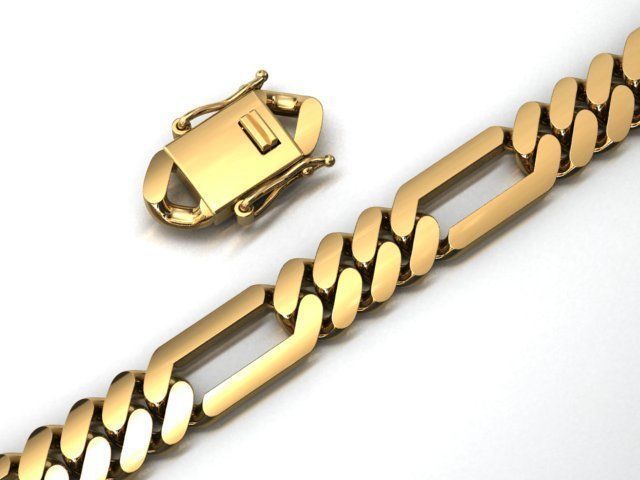 FIGARO LINK CHAIN FOR BRACELET OR NECKLACE 7 MM 3D print model_1
