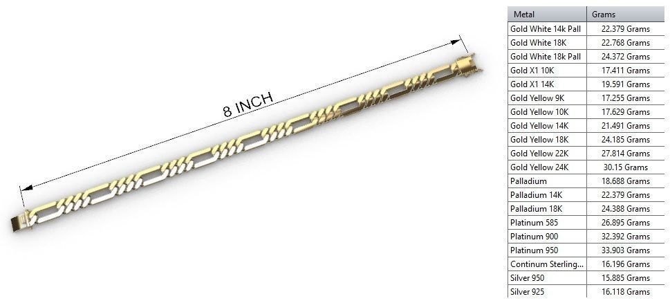 FIGARO LINK CHAIN FOR BRACELET OR NECKLACE 7 MM 3D print model_5