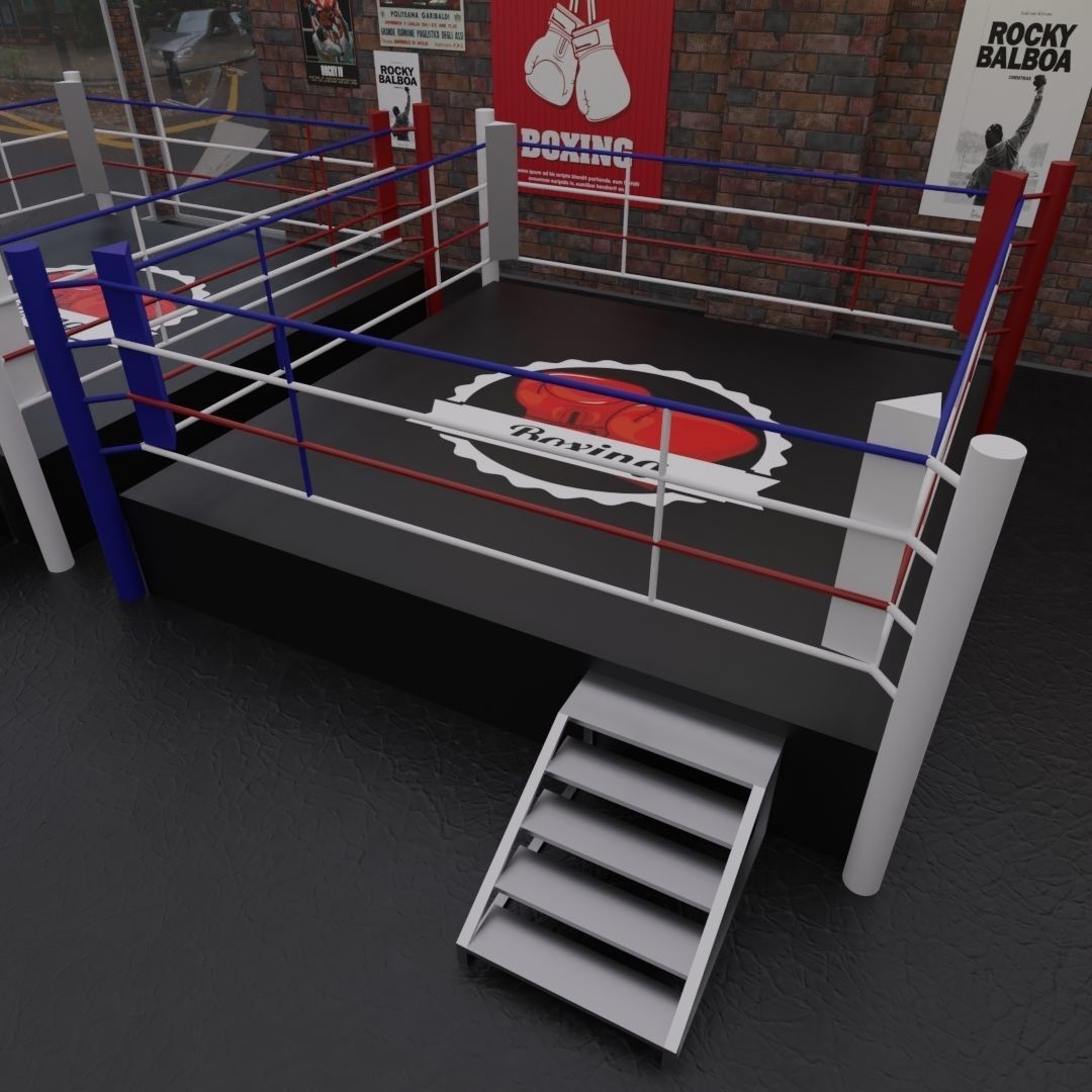 Boxing Hall - Training Gym Interior Low-poly 3D model_3