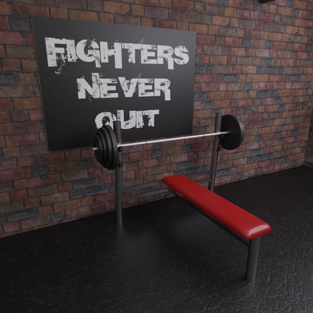Boxing Hall - Training Gym Interior Low-poly 3D model_10