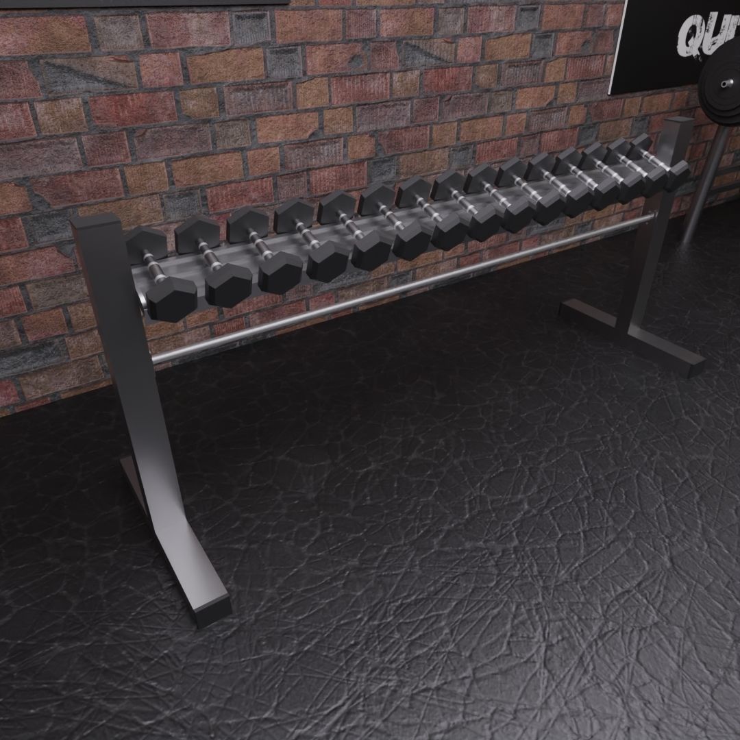 Boxing Hall - Training Gym Interior Low-poly 3D model_9