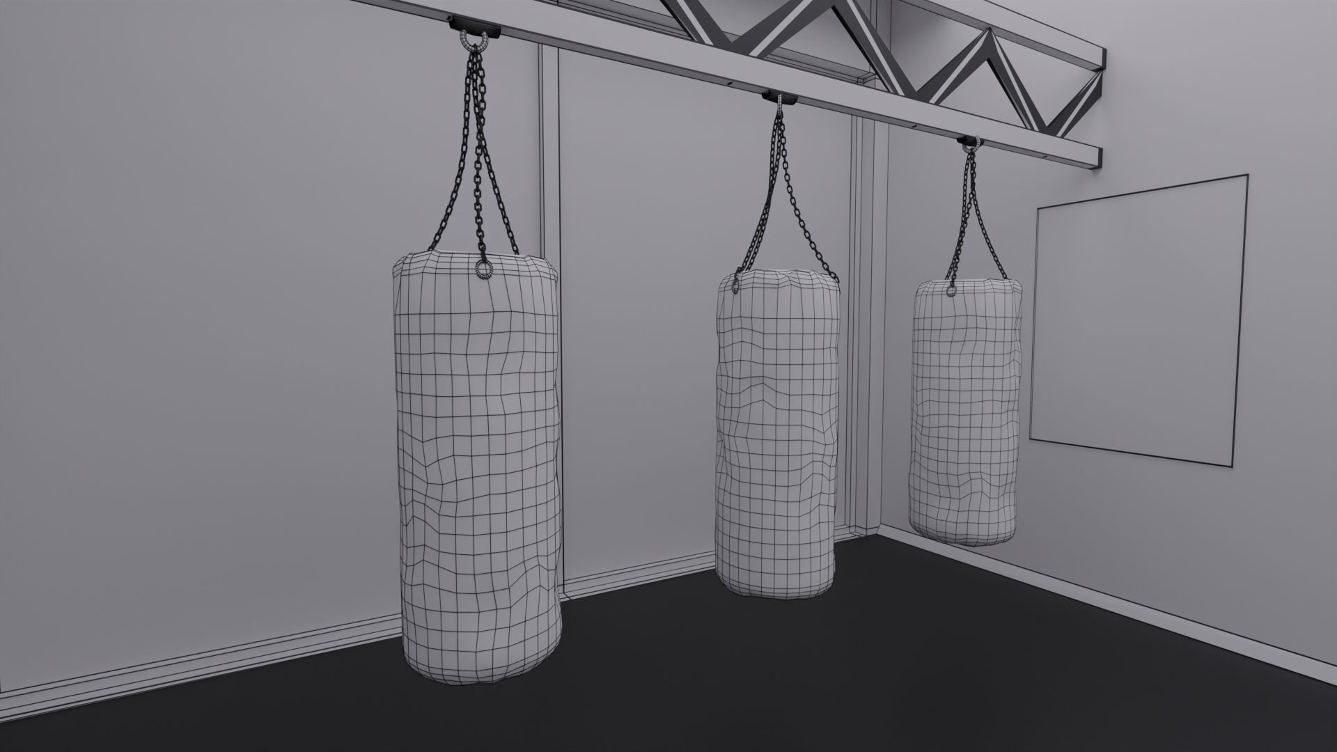 Boxing Hall - Training Gym Interior Low-poly 3D model_5