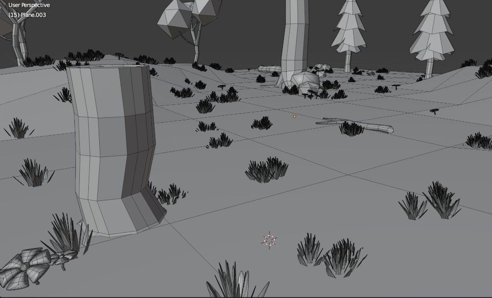 Low poly Forest polygonal terrain with trees and grass Free low-poly 3D model_3