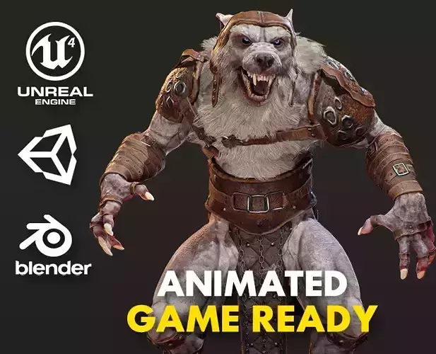 Armored Werewolf Commander Low-poly 3D model