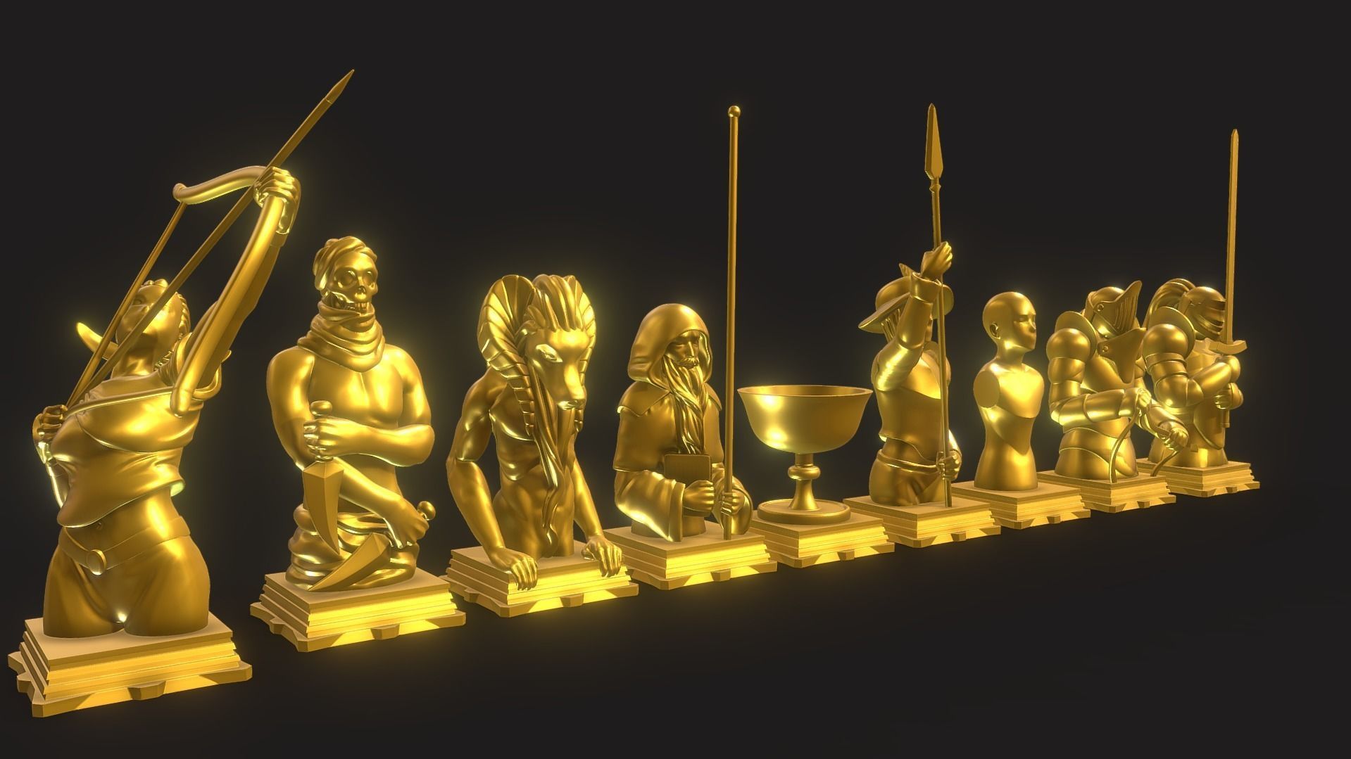 Complete Fate Zero Chess Set 3D Model Collection_25
