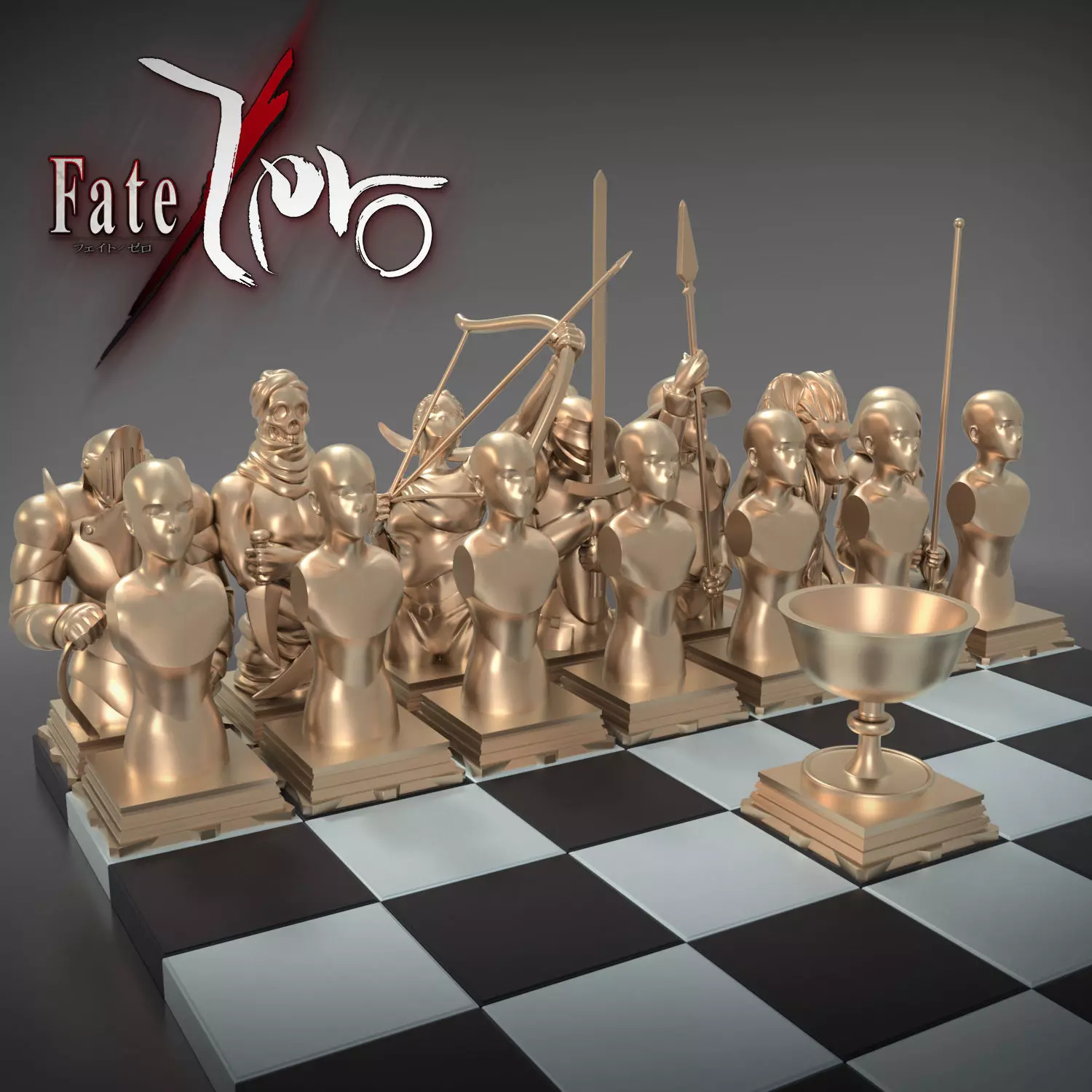 Complete Fate Zero Chess Set 3D Model Collection_0