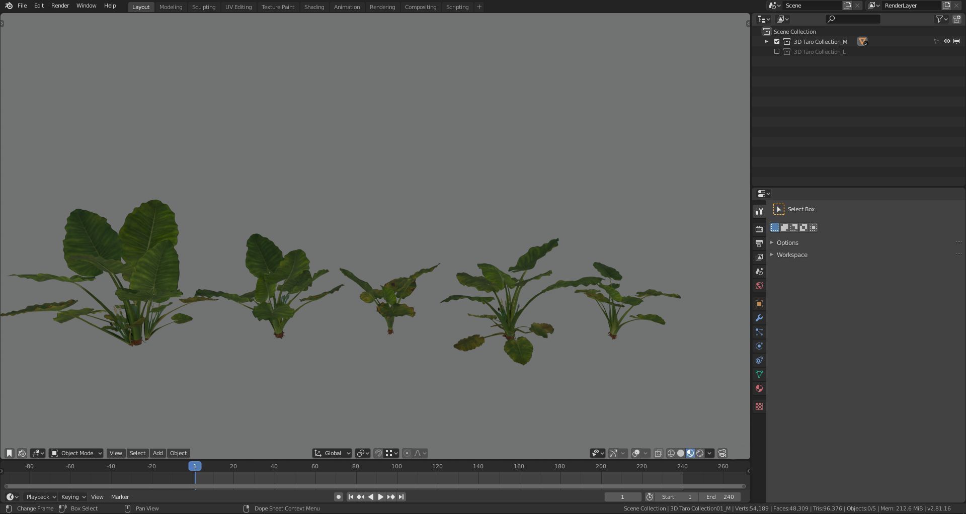 3D Taro Collection plants in garden near building Low-poly 3D model_6