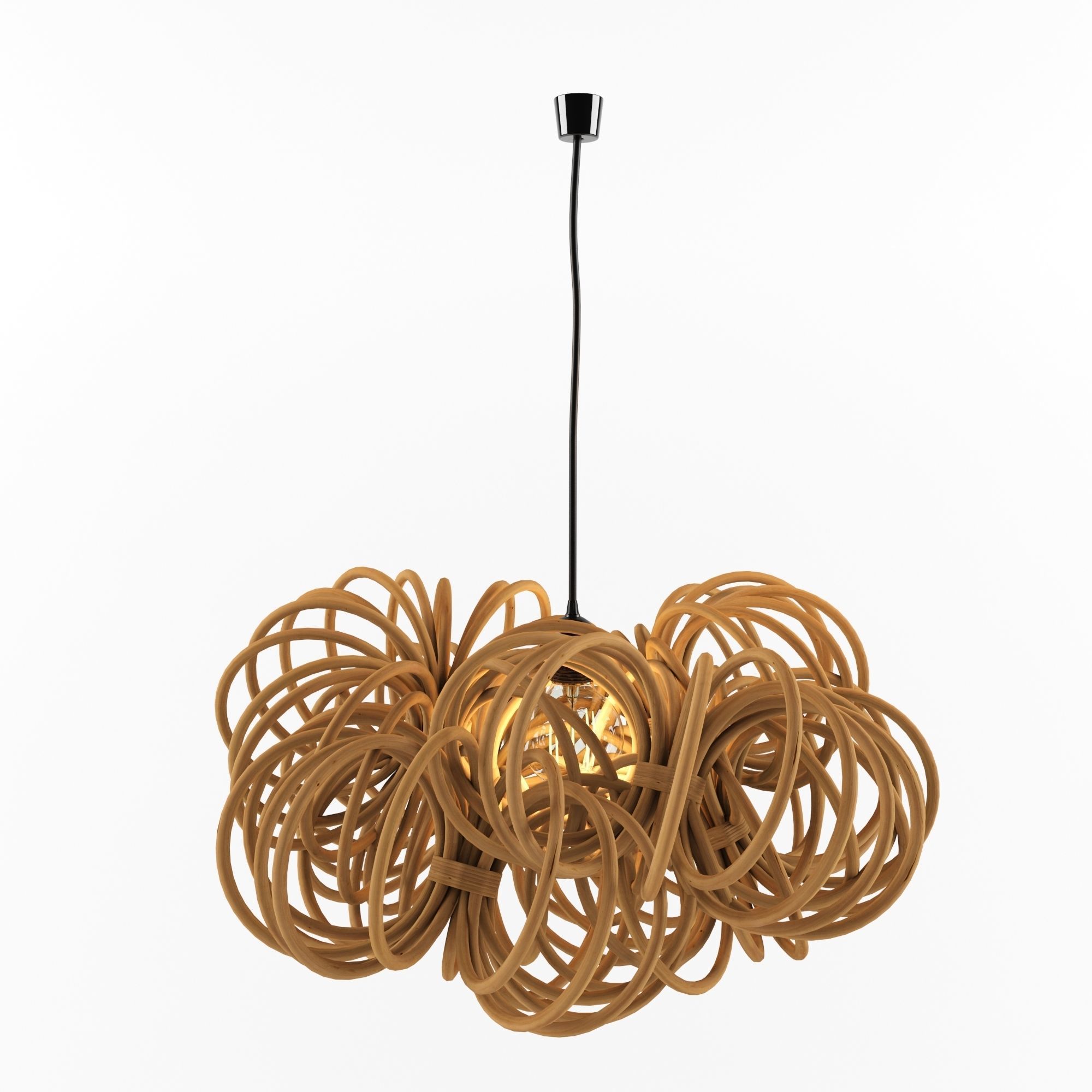 Natural Wicker Rattan Lamp 3D model_3
