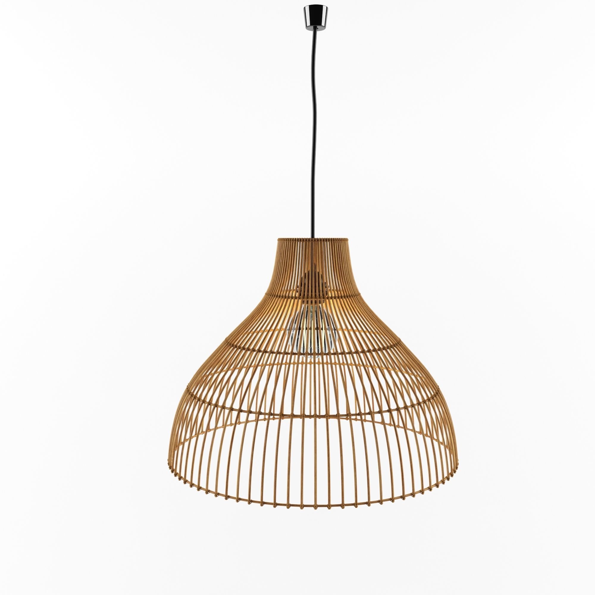 Natural Wicker Rattan Lamp 3D model_4