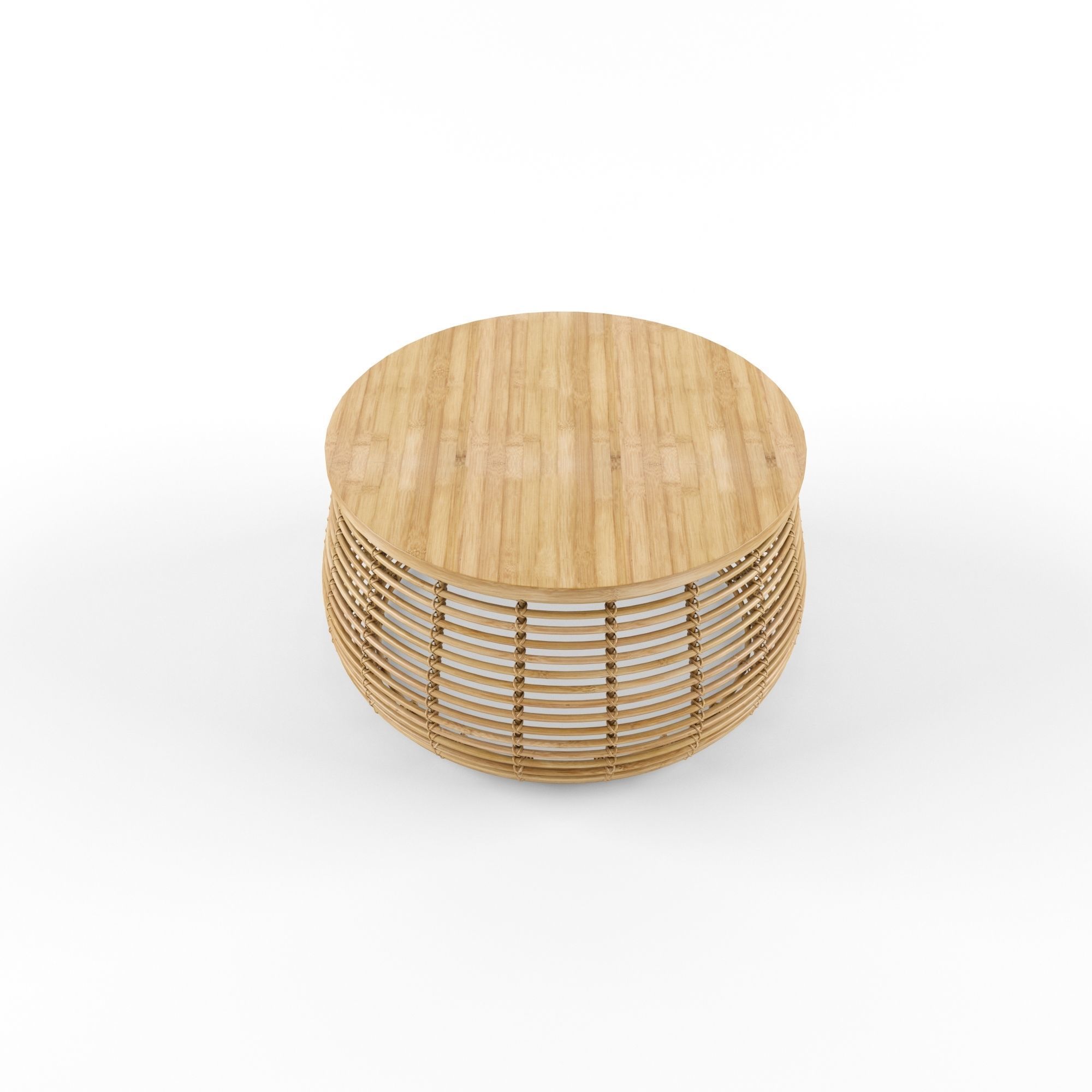 Natural Rattan Bamboo Coffee Table Hazel 3D model_2