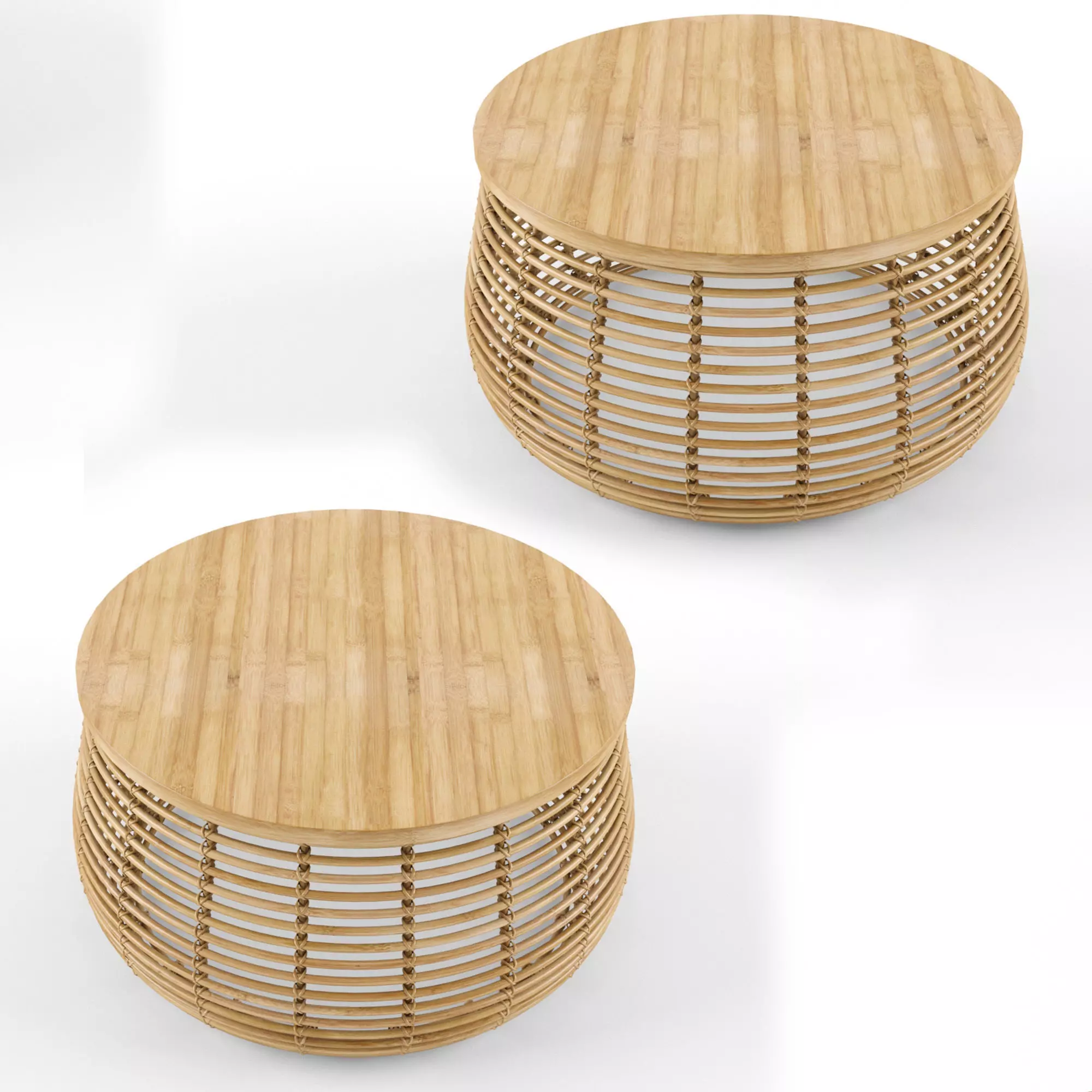 Natural Rattan Bamboo Coffee Table Hazel 3D model_0