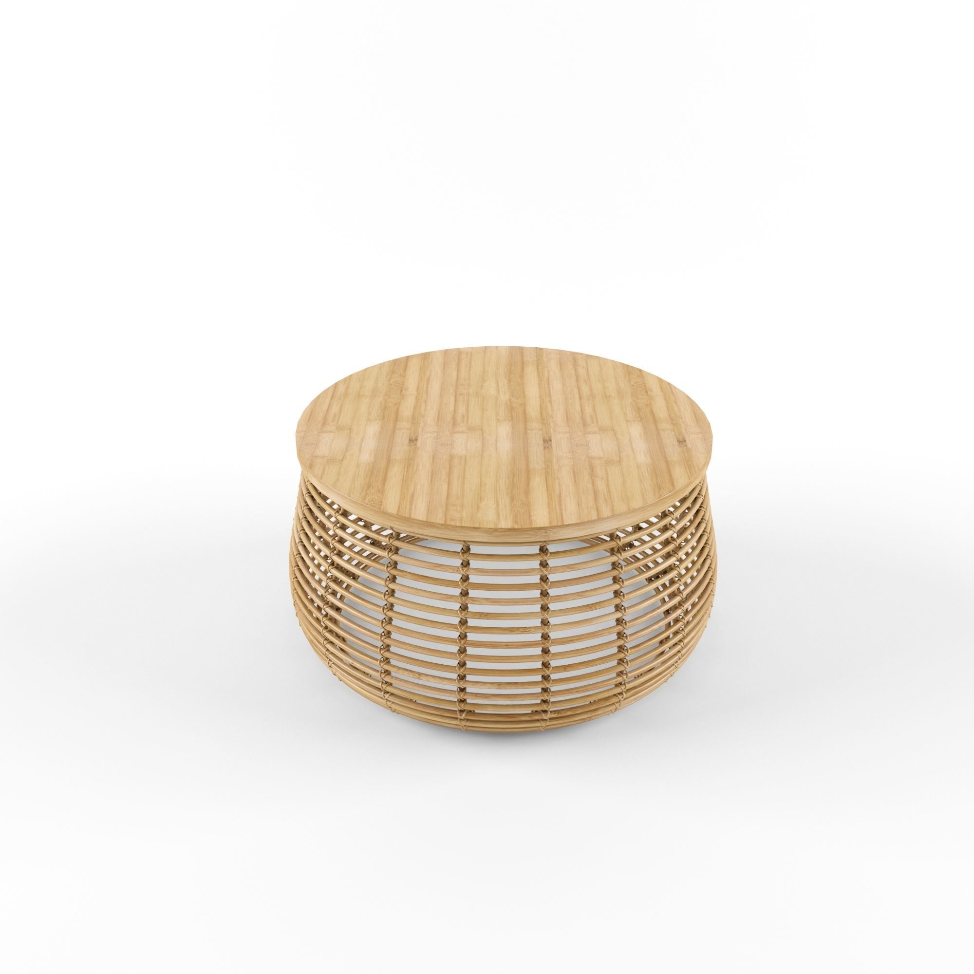 Natural Rattan Bamboo Coffee Table Hazel 3D model_1