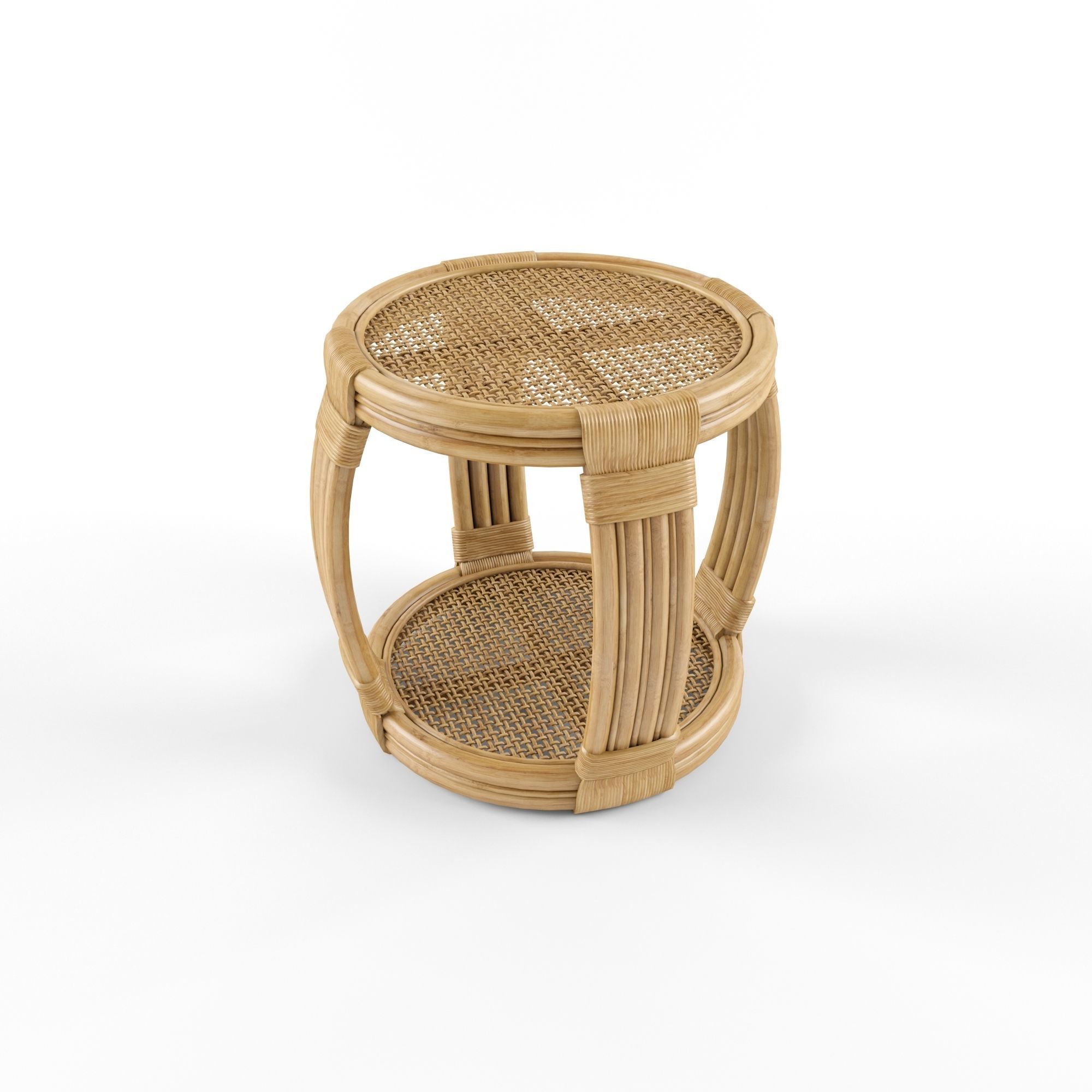 Montego Rattan Side Table 3D model_1